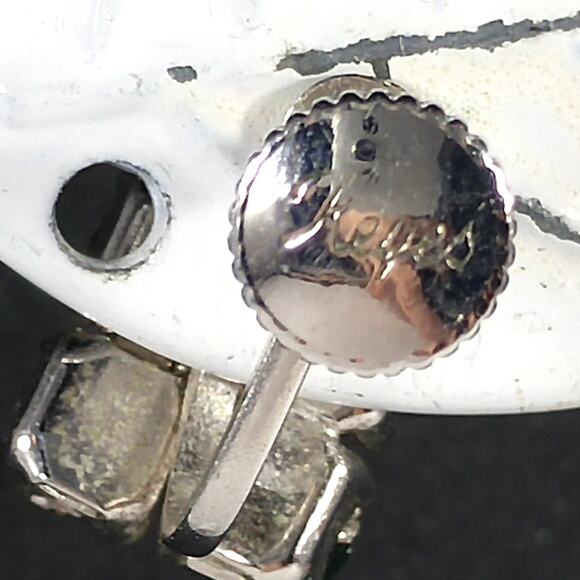 Vintage Blue Aurora Borealis Rhinestone Earrings, Rhodium Plated, Screw Backs - Picture 7 of 10